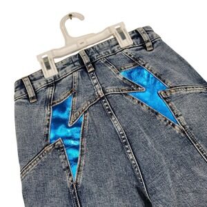 Free People We The Free Electric Blue Lightning Bolt Flare Jeans OB1356236 27